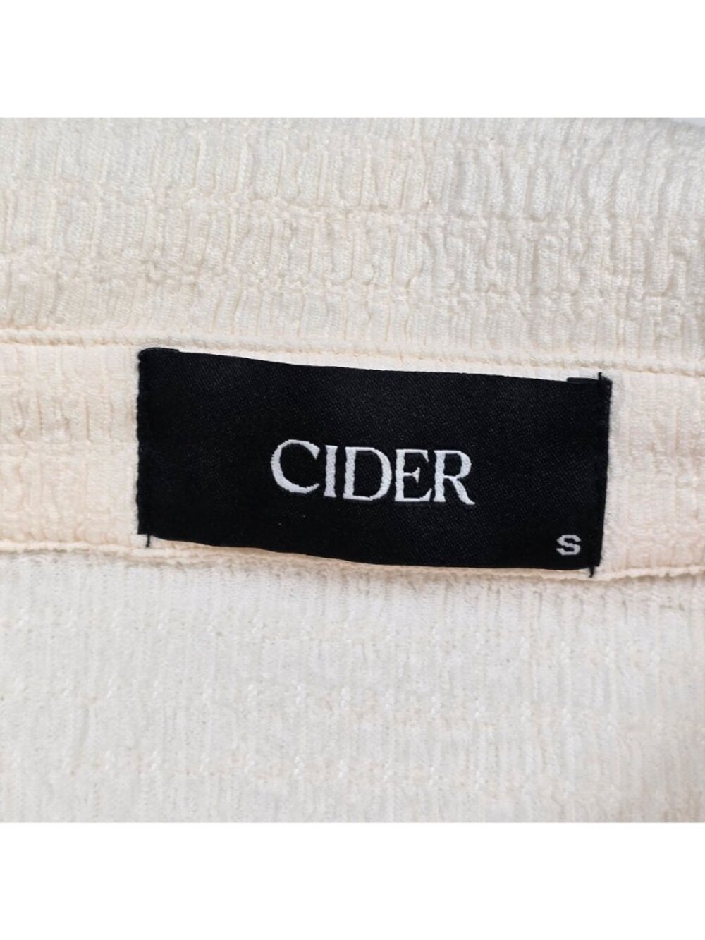 Cider Small Womens Button-Up Ivory Collared Long Sleeve Textured Shirt - Picture 2 of 3